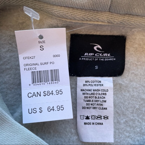 RIP CURL ORIGINAL MENS GREEN HOODIE SZ:S/XL - Picture 5 of 7